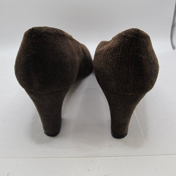 Sesto Meucci brown suede 2 inch heels with lizard pattern 8.5N - Picture 3 of 6